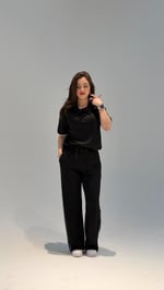 Modal Kumaş Polo Yaka Takım Siyah