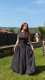 Momy Puantiyeli Elbise Siyah