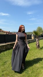 Momy Puantiyeli Elbise Siyah