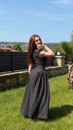 Momy Puantiyeli Elbise Siyah