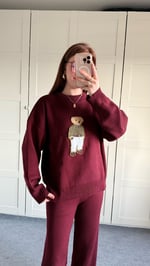 Mr. Bears Ayıcıklı Bordo Triko Takım 