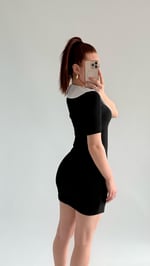 Nora Beyaz Yaka Elbise Siyah