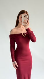 Olimpus Maxi Elbise Bordo