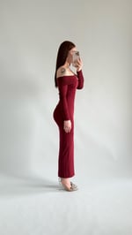 Olimpus Maxi Elbise Bordo