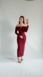 Olimpus Maxi Elbise Bordo
