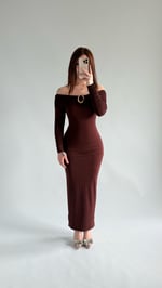 Olimpus Maxi Elbise Kahverengi