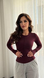 Ön Çımalı Parmak Detaylı Bluz Bordo