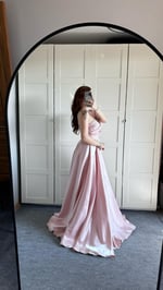 Ophelia Saten Düşük Kol Pudra Pembe Abiye