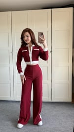 Ottoman Garnili Düğmeli Takım Bordo