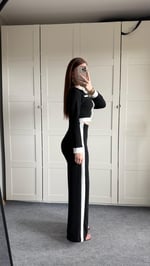 Ottoman Garnili Düğmeli Takım Siyah