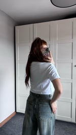 Oversize Crop Tişört Beyaz
