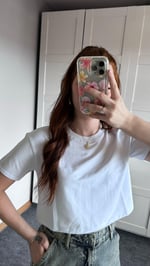 Oversize Crop Tişört Beyaz