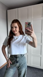 Oversize Crop Tişört Beyaz