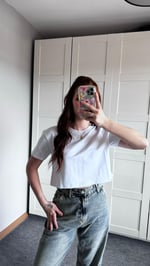 Oversize Crop Tişört Beyaz