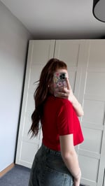 Oversize Crop Tişört Kırmızı