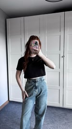 Oversize Crop Tişört Siyah