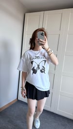 Oversize Kelebek Beyaz Tişört 