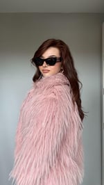 Oversize Lüx Pembe Kürk