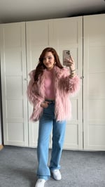 Oversize Lüx Pembe Kürk