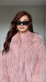 Oversize Lüx Pembe Kürk