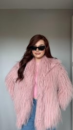 Oversize Lüx Pembe Kürk