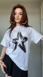 Oversize Star Beyaz Tişört 