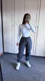 Oversize Yüksek Bel Şardonlu Eşofman Füme