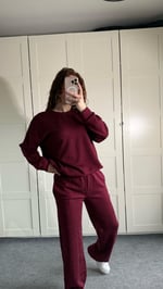 Oysh Taşlı Eşofman Takımı Bordo