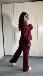 Oysh Taşlı Eşofman Takımı Bordo