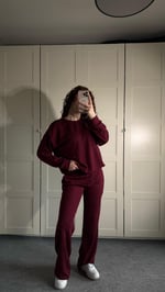 Oysh Taşlı Eşofman Takımı Bordo