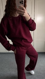 Oysh Taşlı Eşofman Takımı Bordo