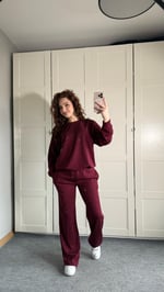 Oysh Taşlı Eşofman Takımı Bordo