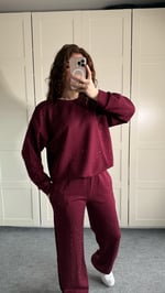 Oysh Taşlı Eşofman Takımı Bordo
