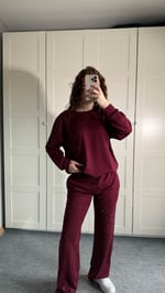 Oysh Taşlı Eşofman Takımı Bordo