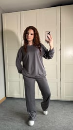 Oysh Taşlı Eşofman Takımı Gri