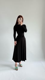 Özel Üretim Belden Bağlama Elbise Hırka Siyah