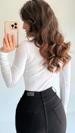 Pamuklu HM Uzun Kollu Body Beyaz