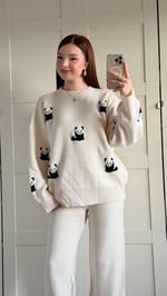 Panda Ekru Triko Takım 