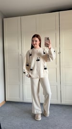 Panda Ekru Triko Takım 
