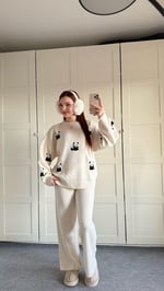 Panda Ekru Triko Takım 
