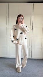 Panda Ekru Triko Takım 