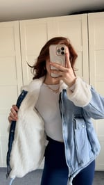 Peluşlu Kot Açık Mavi Ceket