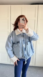 Peluşlu Kot Açık Mavi Ceket