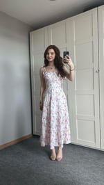Pembe Çiçekli Gloplu Elbise 