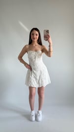 Pery Mini Dantel Elbise Beyaz