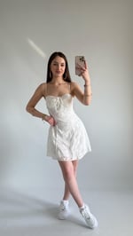 Pery Mini Dantel Elbise Beyaz