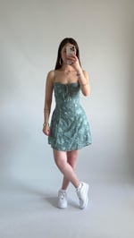Pery Mini Dantel Elbise Su Yeşili