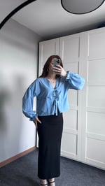 Pinterest Kalp Detay Gömlek Mavi