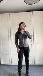 Polo Yaka Düğmeli Uzun Hırka Gri