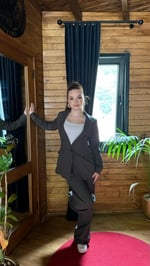 Premium Antrasit Titanyum Vatkalı Ceket Takım